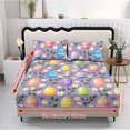 thumbnail image 2 of COEQINE Queen Sheet Set Stretchy Fitted Bed Sheet Comfy Fade Resistant Bedsheet & Pillowcases with All Around Elastic Stay in Place for Home Decor, Easter Egg Floral Violet, 2 of 5