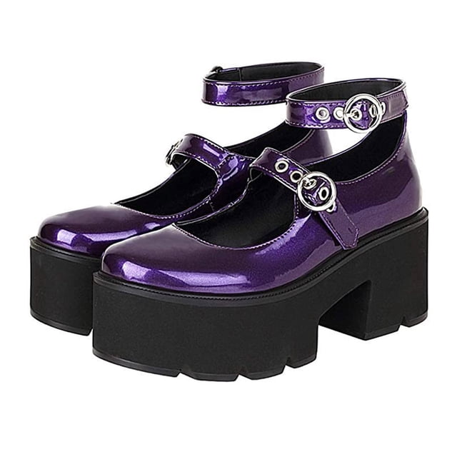 Sandalias de tacón alto grueso a la moda para mujer, sandalias con correa en el tobillo de Color sólido, hebilla de cinturón de estilo británico, uniforme de estudiante, zapatos de cuero barnizado Wmkox8yii hfjk2043