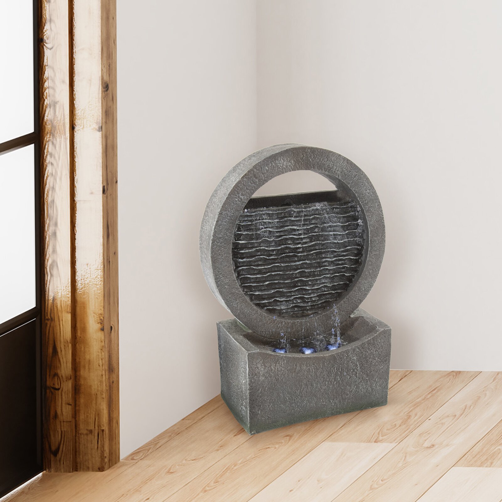 Resin Round Fountain with Light, Lighted, LARGE WATER CAPACITY The