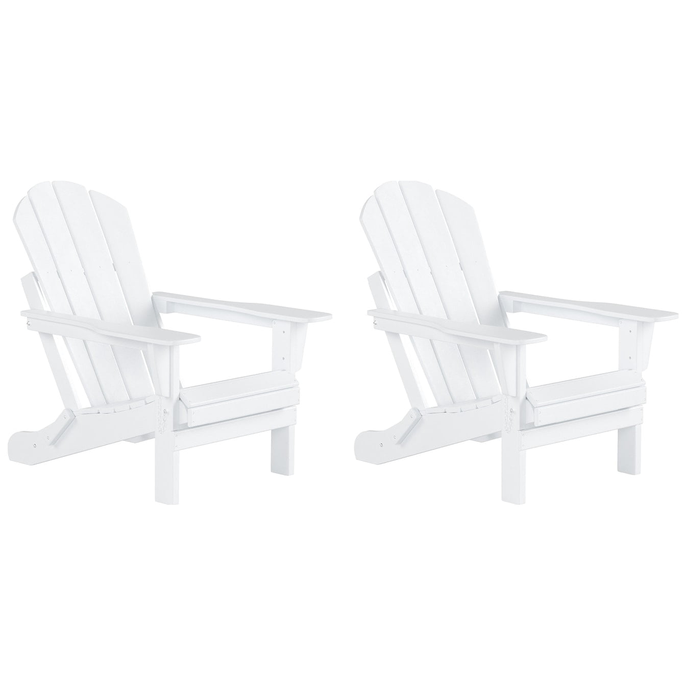 Polytrends  Laguna Hdpe All Weather Outdoor Patio Foldable Adirondack Chairs Conversation Set (3-Piece Set) White