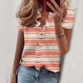 thumbnail image 1 of Qiopertar T-shirt à Manches Courtes Col en V Décontracté Imprimé pour Femmes, Liquidation à Moins de 5$, 1 of 5