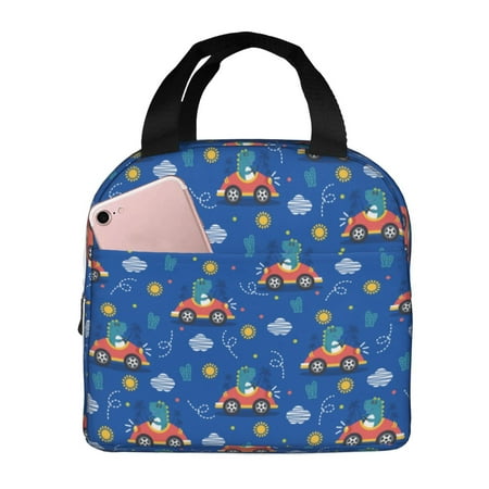 Insulated Lunch Bag for Women Men - Dinosaur Driving Leakproof Cooler Lunch Box for Women Men  Lunch Tote Bags for Work School Picnic Travel