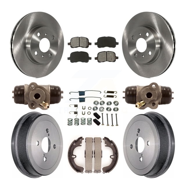 Transit Auto Front Rear Disc Brake Rotors Semi-Metallic Pads and Drum Kit (9Pc) for Car Toyota Corolla Non-ABS K8S-102439