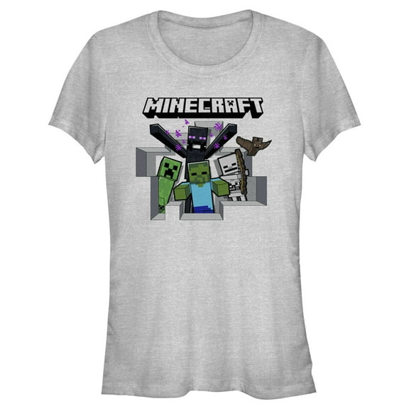 Junior's Minecraft Enemy Mobs  Graphic Tee Athletic Heather Large