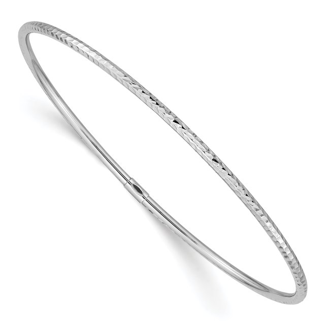 14k White Gold 2mm Slip On Bangle Bracelet