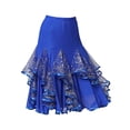 thumbnail image 3 of Falda de baile latino midi con volantes y lentejuelas bordadas, elegante para mujer bailarina B azul, 3 of 9