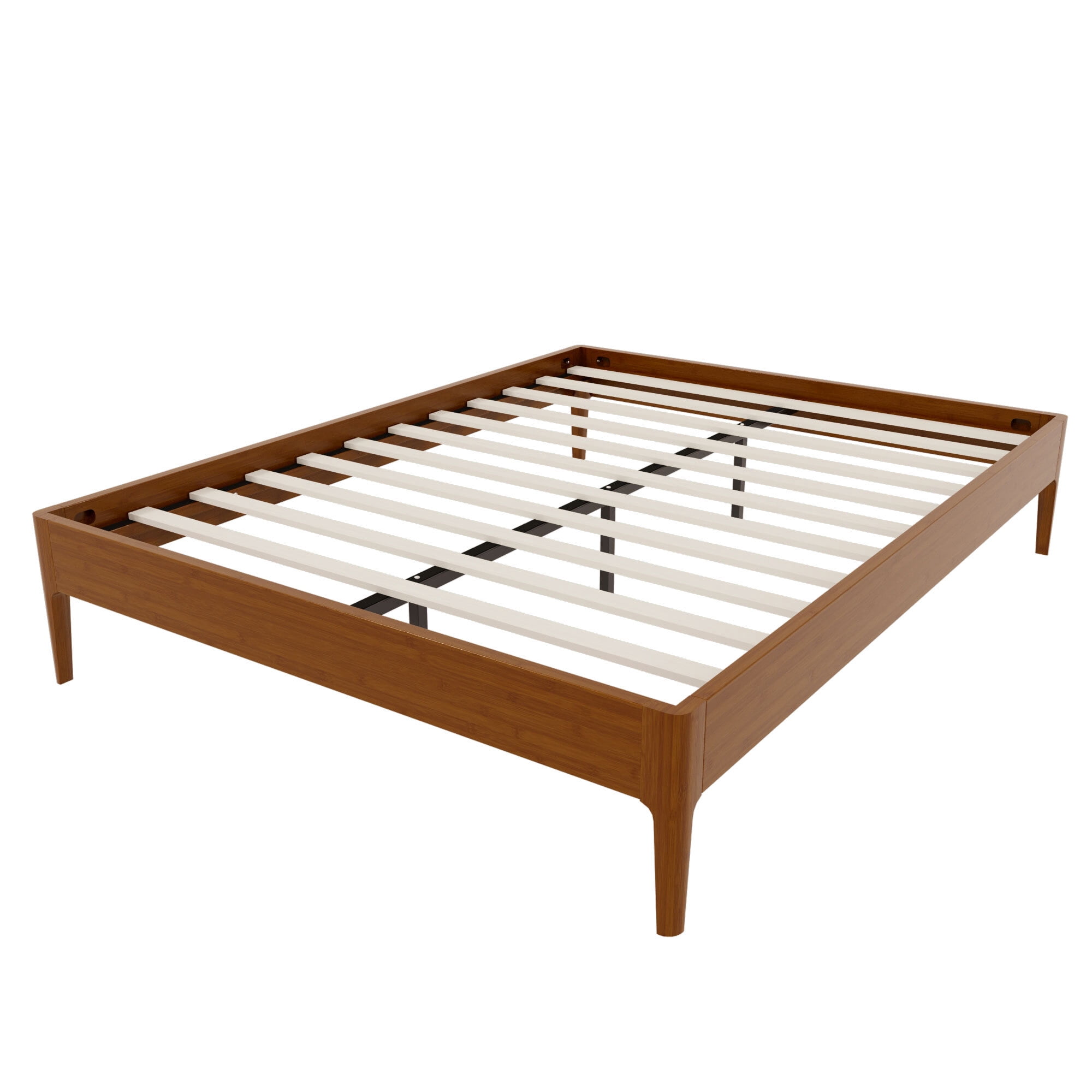 Euroco Bamboo Wood Platform Bed, Queen Size Minimalist Style Bed, Brown