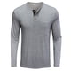 thumbnail image 3 of Blusas y camisas de manga larga con cuello redondo para hombre, blusa básica lisa de color puro y musculosa de manga larga, blusas y camisas de manga larga con cuello redondo para hombre., 3 of 5