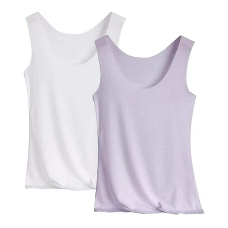 Yubnlvae 2-Pack Seamless Camisoles - Moisture-Wicking Undershirts for Layering & Gym Wear (Activewear)  Women s 2-Piece Ice Silk Vest Set Cooling Base Layer Summer Uv Protection Outfit  White  M