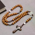 thumbnail image 4 of Black Handmade Wood Beads Rosary Necklace For Women Men Christian Cross Virgin Mary Crucifix Pendant Chain Religion Jewelry, 4 of 5