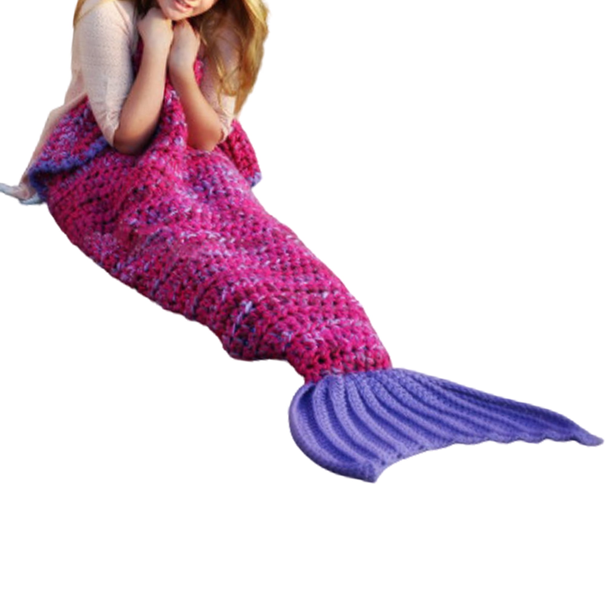 Kids Mermaid Tail Blanket Soft Warm Crochet Bedding Wrap Sleeping Bags For Girls 
