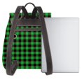 thumbnail image 3 of Easygdp Buffalo Plaid Green Black Mochila de Cuero para Mujeres, Bolso de Hombro, Bolsos de Mano de Moda para Trabajo y Viajes, 3 of 4