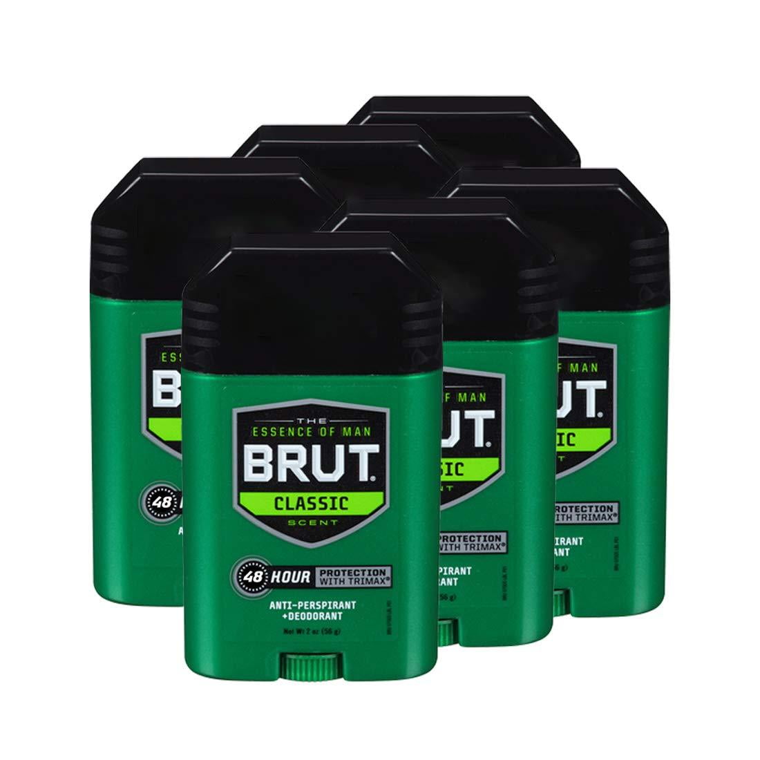 BRUT, Antiperspirant Deodorant, Solid, Classic, 2 oz., (6 Pack) 2 Ounce