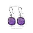 thumbnail image 5 of Gem Stone King 925 Sterling Silver Amethyst Dangle Women's Earrings (12.00 Cttw Gemstone Birthstone Cushion Checkerboard Cut 12MM), 5 of 5