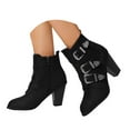 thumbnail image 1 of Leozcaa Women's Zipper Booties Chunky Stacked Heel Ankle Boots Buckle Strap Ankle Short Combat Booties, 1 of 9