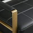 thumbnail image 2 of 57.9" Width Modern Upholstery Faux Bonded Leather Loveseat Sofa for Living Room Accent Love Seats for Small Spaces 2 Seater Couch Sofa Office Apartment Studio Furniture with Golden Metal Arms (Black), 2 of 6