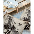 thumbnail image 2 of Pack of 2 Outdoor Pillow Covers, Running Horse Animal Retro Newspaper Pattern Waterproof Square Throw Pillowcase Cushion Decorative Pillow Covers for Couch Patio Tent, 24x24 in, 2 of 6