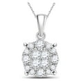thumbnail image 3 of 14kt White Gold Womens Princess Diamond Fashion Cluster Pendant 1/6 Cttw, 3 of 4