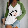 thumbnail image 2 of TSADFHJI Hauts en Chiffon pour Femmes Élégants Femmes Décontractés Légers Col Rond Chandails en Molleton Manches Longues Graphique de Football Imprimé Pull T-Shirt Xxxxxl Vert, 2 of 4