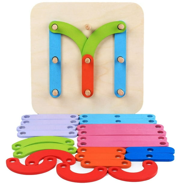 Ordenador de números de letras de madera, rompecabezas, bloques de apilamiento educativos, juego de juguetes, construcción de colores, regalo para niños pequeños tholdsy WJ3121-00B