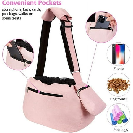 Pet Sling Carrier  Fits 15 to 20lbs Extra-Large Dog/Cat Sling Carrier Reversible and Hands-Free Dog Bag with Adjustable Strap and Pocket Shoulder Pad  Beige