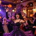 thumbnail image 3 of Darzheoy Halloween Witch Hats for Women, Sharp Pointed Lace Veils Witch Hats, Halloween Accessories Party Decoration Props, 3 of 7
