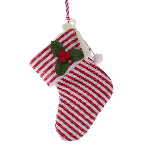 Red and White Stocking Christmas Ornament, 5.5", by Holiday Time