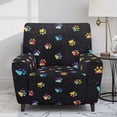 thumbnail image 2 of Renewold Paw Colorful Lazy Boy Recliner Chair Cover Polyester Spandex Cat Dog Puppy Footprint Sofa Cover 4 Pieces Soft Single Seat Couch Slipcover with Pocket for Living Room, 2 of 8