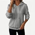 thumbnail image 2 of Tqcoqu Women's Cable Knit Textured Pullover Hoodie,Drawstring Hood Long Sleeve Loose Casual Sweatshirt Tops For Fall Winter,Gray Women's S-XXL, 2 of 6