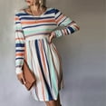 thumbnail image 5 of Henpk Summer Dresses for Women Striped T Shirt Dress Casual Midi Dress Short Sleeve Sundress with Pockets Longoing Sleeve Houndstooth Retro High Waist Makings Dress White M, 5 of 7
