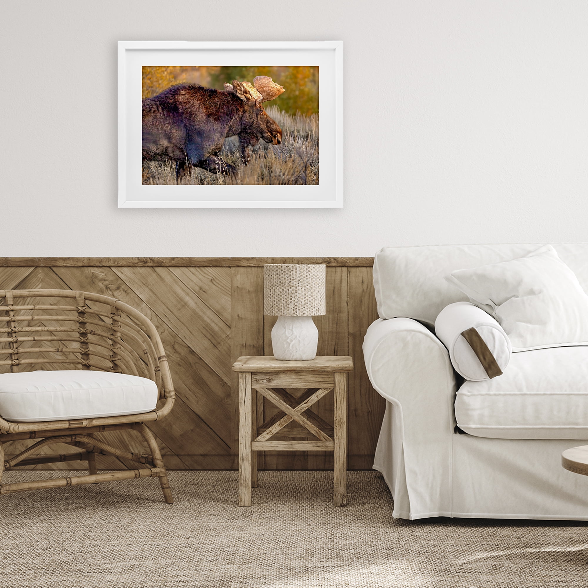 Stupell Industries Bull Moose At Dusk White Framed Print Under Glass, design by Shelley Carlisle