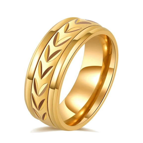 GY Yellow Gold Plated 8mm Titanium Steel Mens Ring Men Wedding Band Man Ring