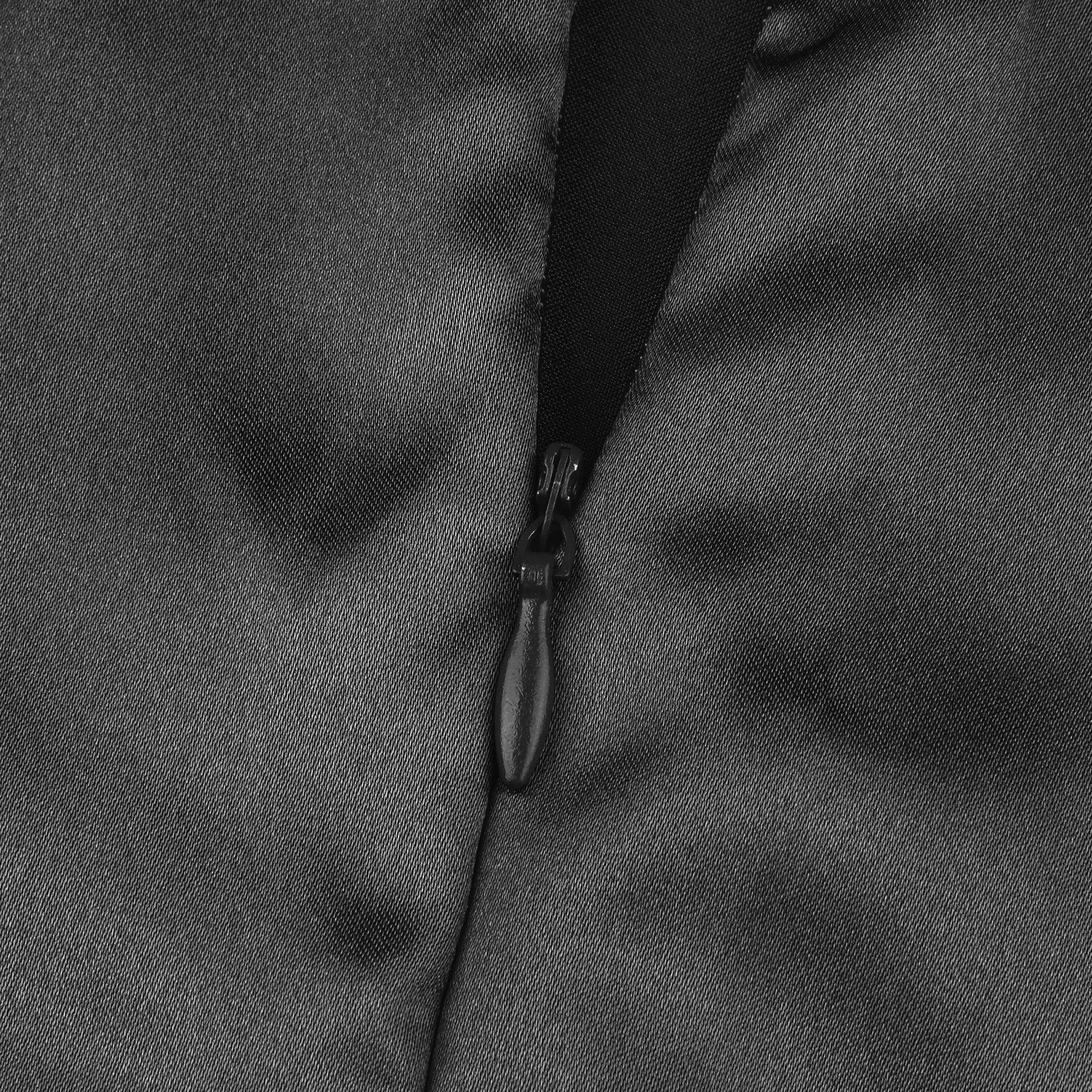 Unique Bargains Zipper Closure Satin Solid Pillowcase with Eye Mask Black Standard