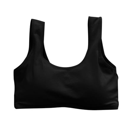 Girls Training Bras Comfort Padded Bralette Junior Tween Girl Everyday T-Shirt Bra Comfy Solid Underwear  Black  Free Size