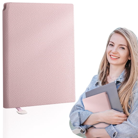 A5 PU Leather Composition Notebook, 100 Page Lined Journal Soft Cover, Thick Paper Notepad for Writing Note Taking Classroom, Home and Schol Supplies (Pink)