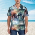 thumbnail image 2 of Balery Ink Style Wave Dragon Camisas hawaianas de manga corta para hombre, camisas playeras de corte holgado, camisas de vacaciones con botones,Medium, 2 of 7