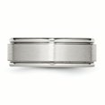 thumbnail image 3 of Stainless Steel 8mm Ridged Edge Ring Man Wedding Classic Flat W/edge  For Dad Mens  For Him, 3 of 9