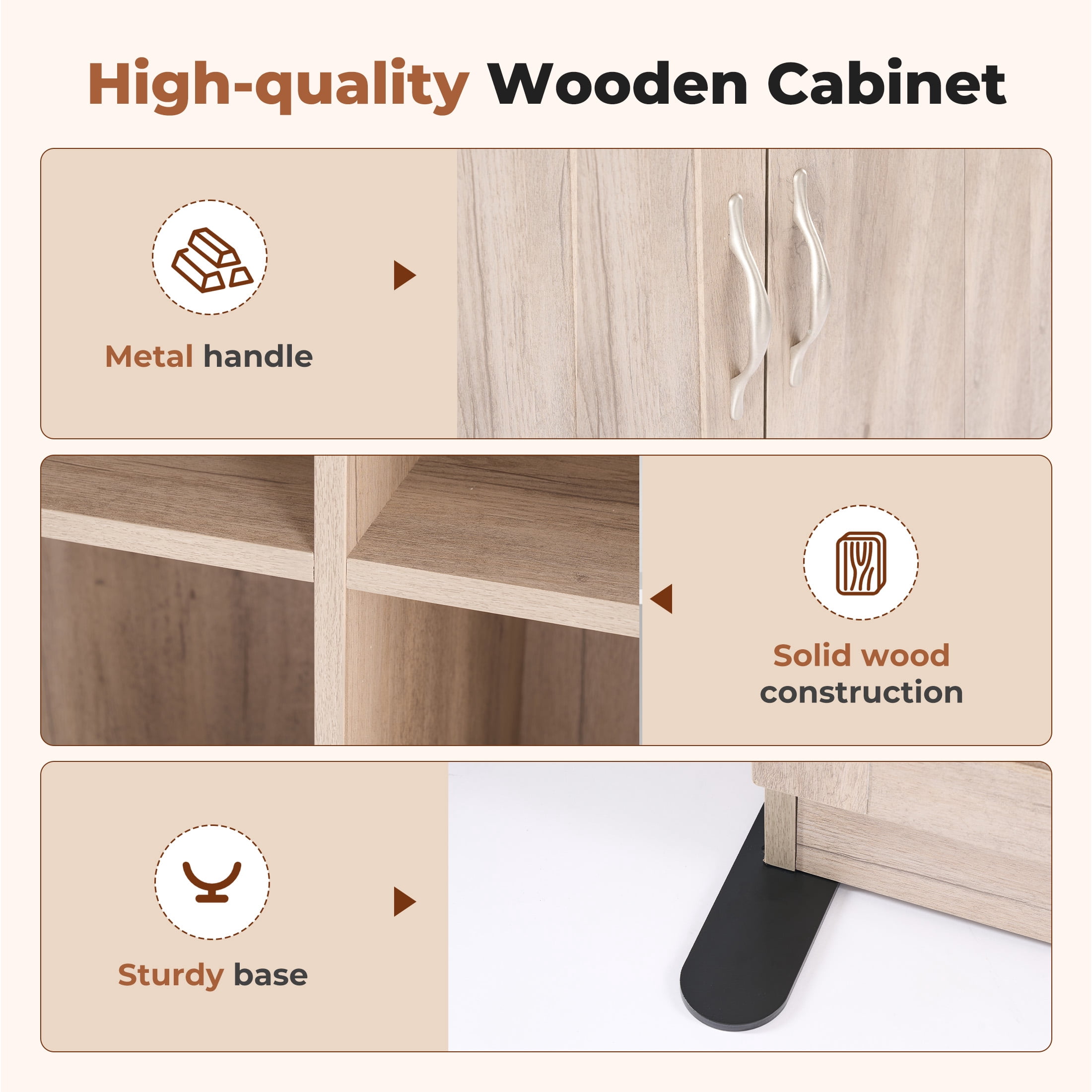 edx 71" Wooden Storage Cabinet for Living Room,Hallway, Entryway, Closet, Home Office, Gray