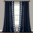 thumbnail image 1 of Lush Decor Panel de Cortina para Ventana con Borde Bordado Estilo Lino Geométrico Moderno de Lujo Azul Marino, Individual, 52 X 84, 1 of 11