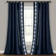 thumbnail image 1 of Lush Decor Panel de Cortina para Ventana con Borde Bordado Estilo Lino Geométrico Moderno de Lujo Azul Marino, Individual, 52 X 84, 1 of 11
