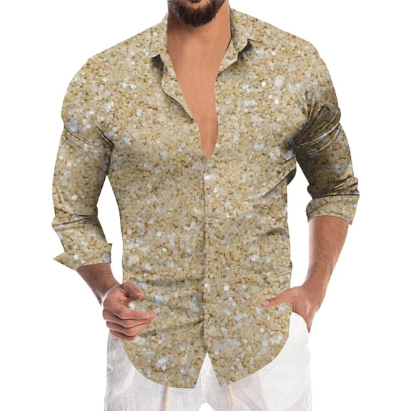 ChaoLingNeng Carnival Shirt for Men Mask Graphic Button-Up Shirt Loose-Fit Button Down Beach Casual Shirts