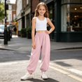 thumbnail image 7 of Ruyang 3T-15Years Girls Lightweight Baggy Joggers Elastic Waist Wide Leg Pants Kids Teen Hip Hop Dance Casual Sports Trousers, 7 of 7