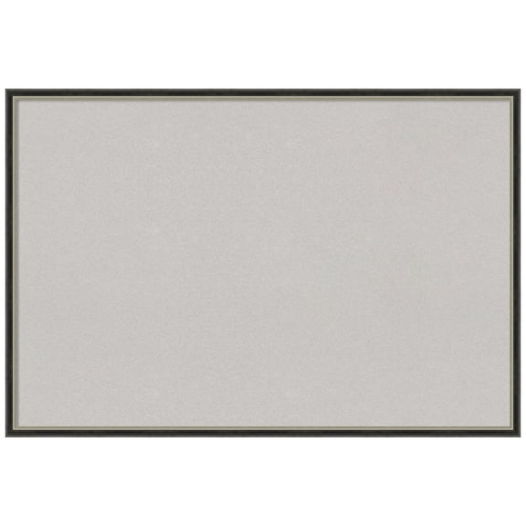 Amanti Art Grey Cork Board Wood Framed Theo Black Silver Narrow Bulletin Board 37 in. x 25 in.
