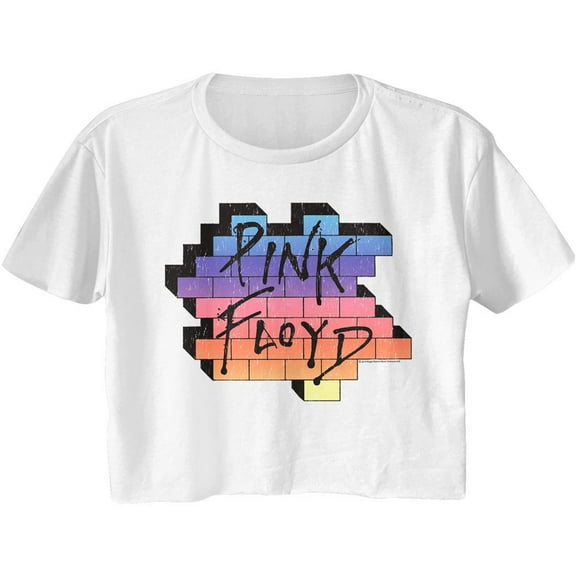 Pink Floyd Rainbow Wall White Women's Crop T-Shirt
