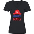 thumbnail image 3 of Inktastic Ahoy Matey, Pirate Hat, Skull and Bones - Red Blue Women's V-Neck T-Shirt, 3 of 5