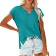 thumbnail image 2 of ZQGJB Women's Cap Sleeve Shirts Casual Summer V Neck Tunic Tops Loose Tshirts Side Slit Workout Tees Shirt Loose Lightweight Comfy Cami Tank Tops Green L, 2 of 7