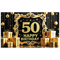 thumbnail image 3 of Elegant Gold Framed 50th Birthday Banner Backdrop with Star Elements Party Decoration Supplies for Birthday Party Photography Props Celebrations, 3 of 7