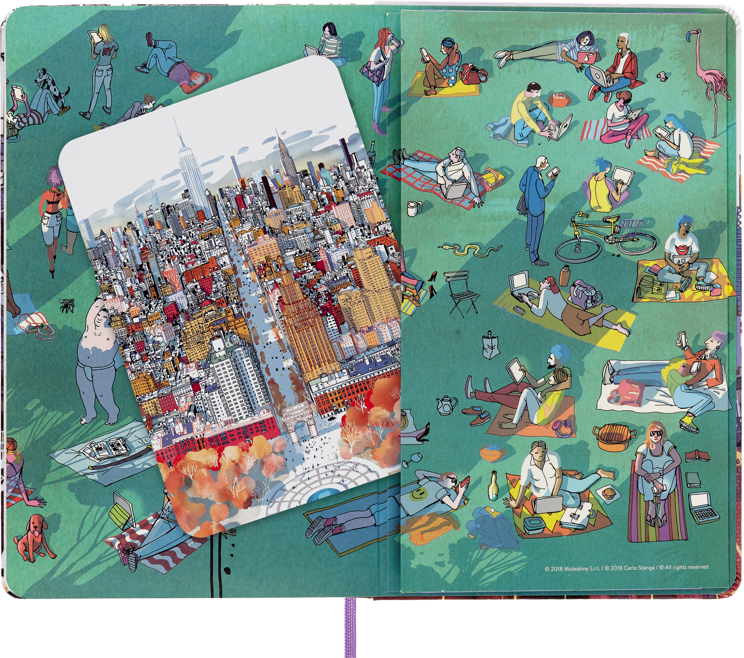 Moleskine Limited Edition 'I am New York' Notebook illustrated by Carlo Stanga, Hard Cover, Large (5" x 8.25"), Ruled, Purple