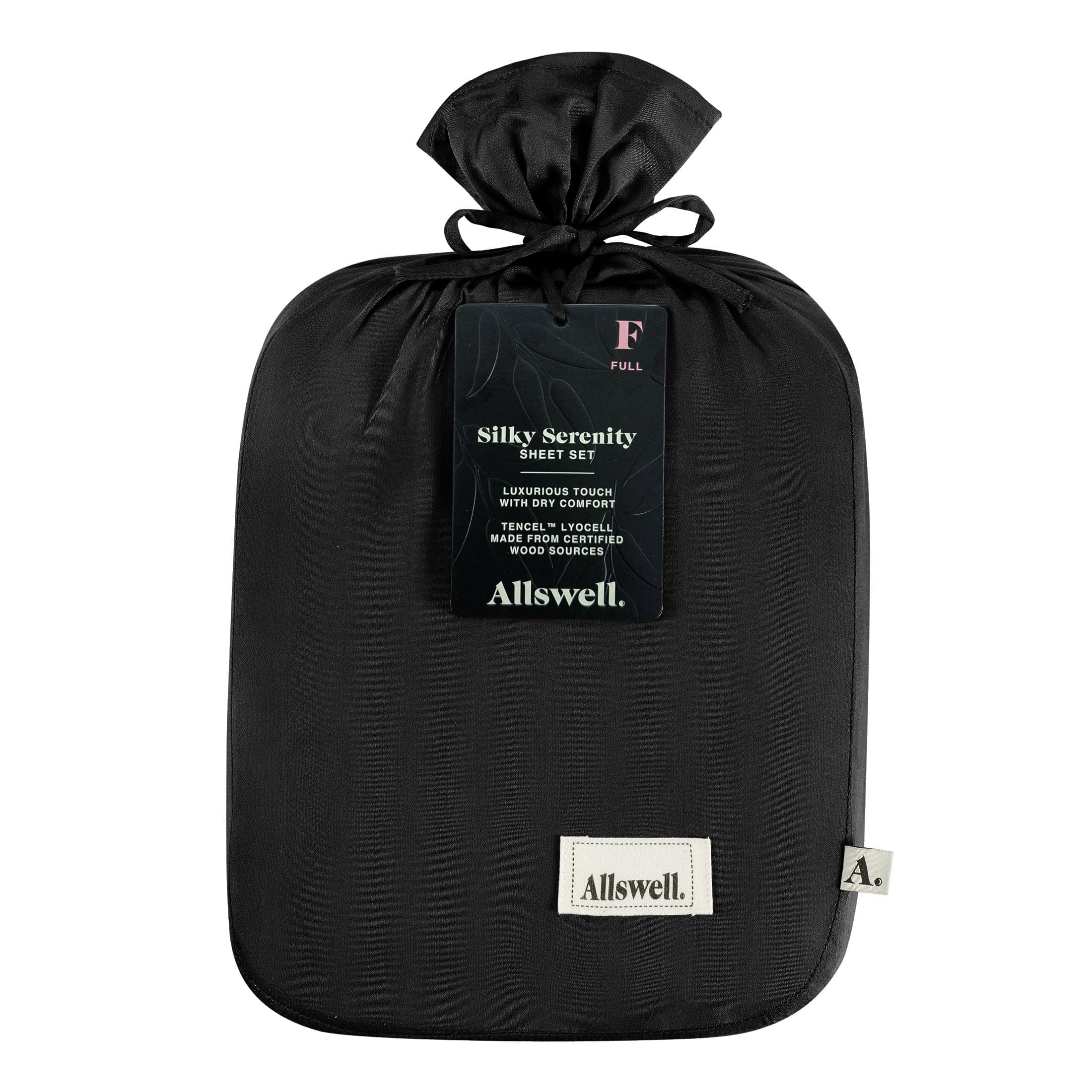 Allswell 4-Piece Soft & Silky Serenity 100% TENCEL™ Bed Sheets Set, Rich Black, Full