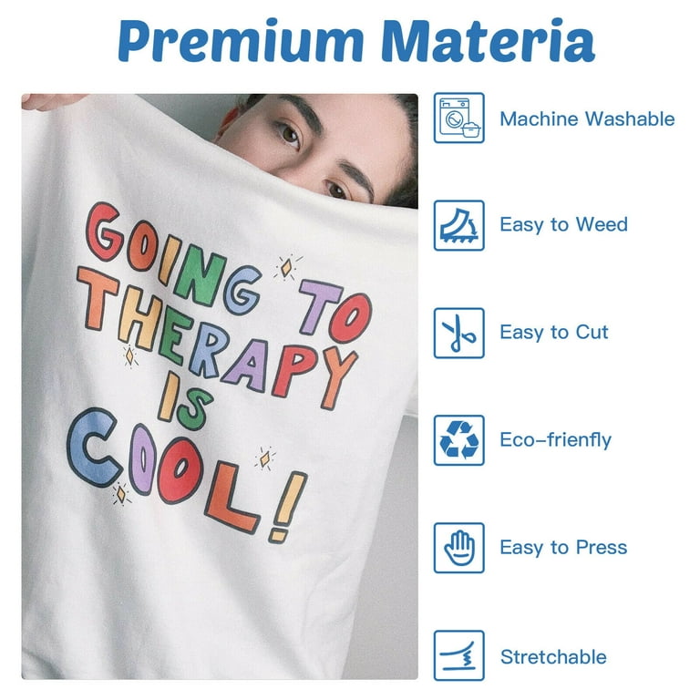 CAREGY HTV Heat Transfer Vinyl Bundle: 80 Pack 12 x 10 Iron on Vinyl for  T-Shirt, 53 Assorted Colors for All Cutter Machine or Heat Press Machine -  Yahoo Shopping